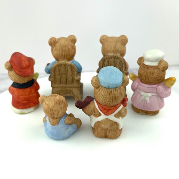 Vintage Homco Bear Bisque Family and Career Collection Figurines Set of 6 - Picture 6 of 10